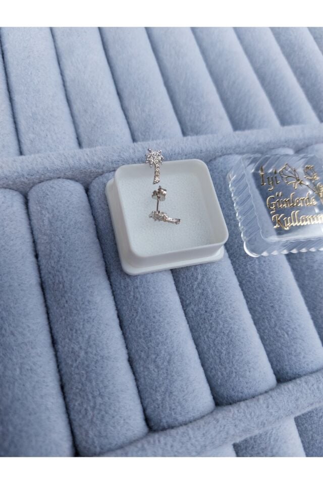 925 ayar Gümüş Zirkon Taşlı Palmiye Ağacı küpe zs0035kp